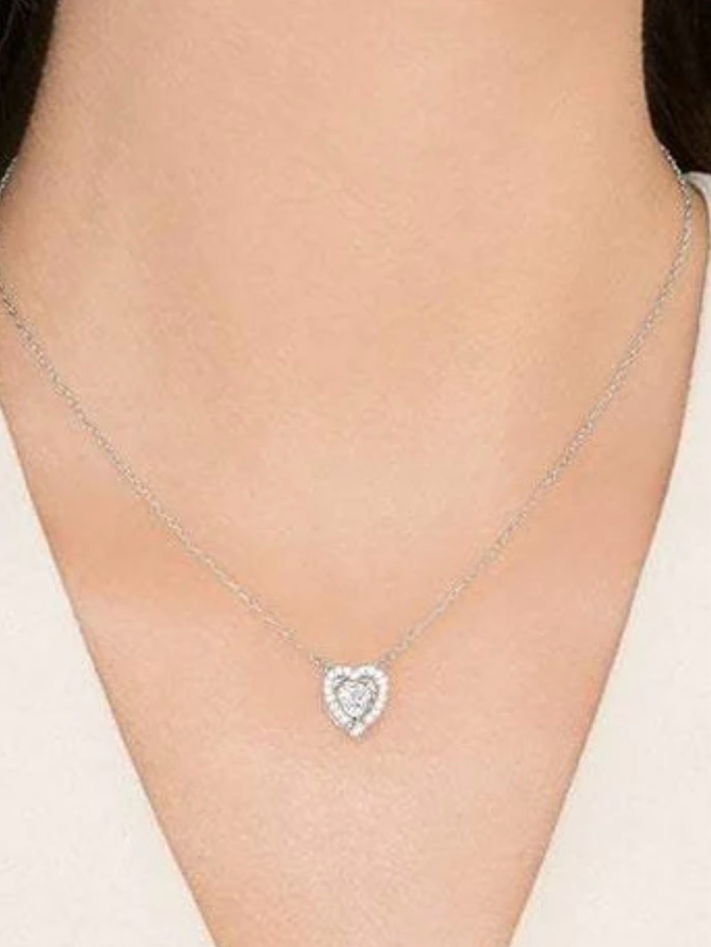 Swarovski Silver Dancing Heart Halo Pendant Necklace - Elegant Women's Jewelry